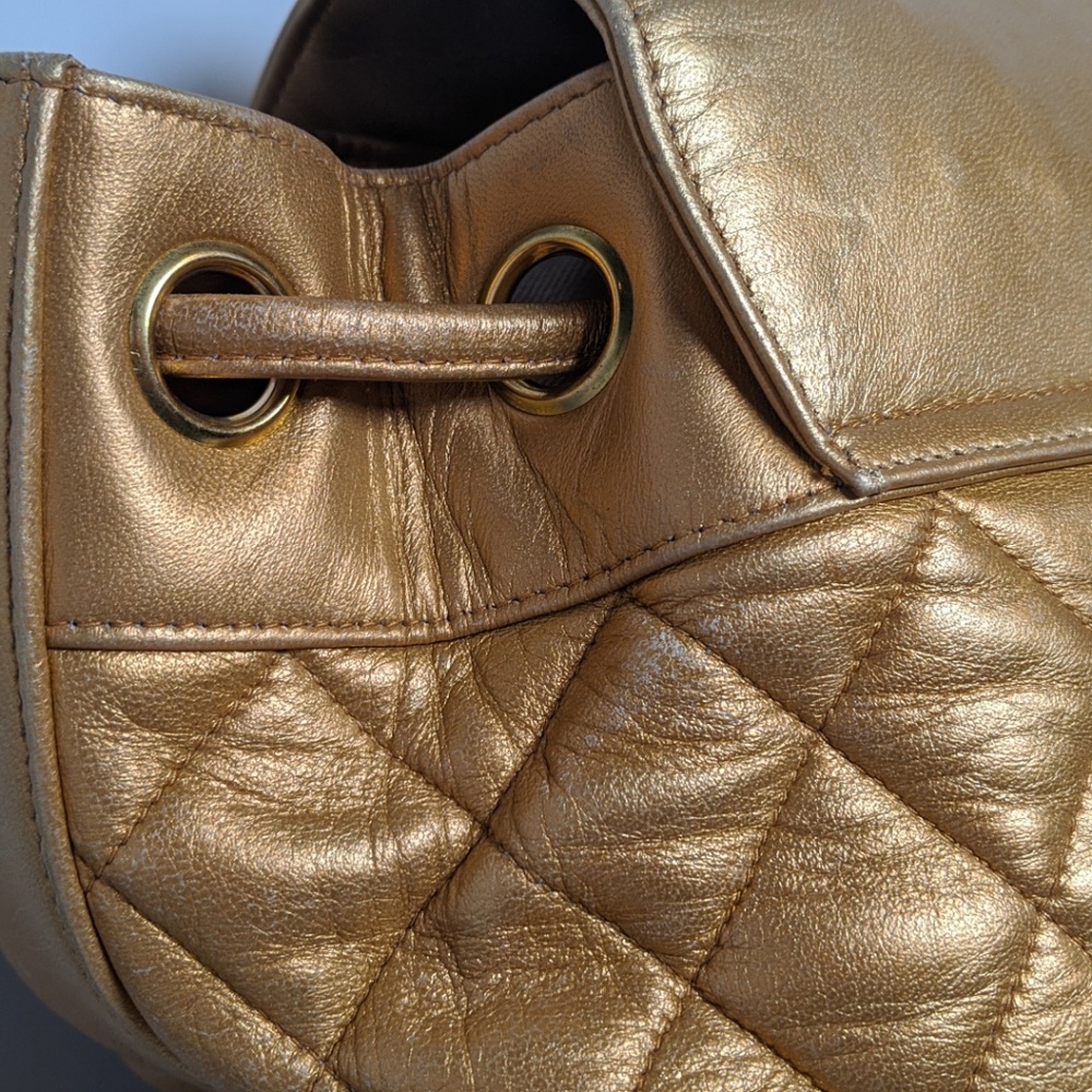 SOLD Chanel Gold Circle Lock Vintage Backpack - Picture 3 of 7